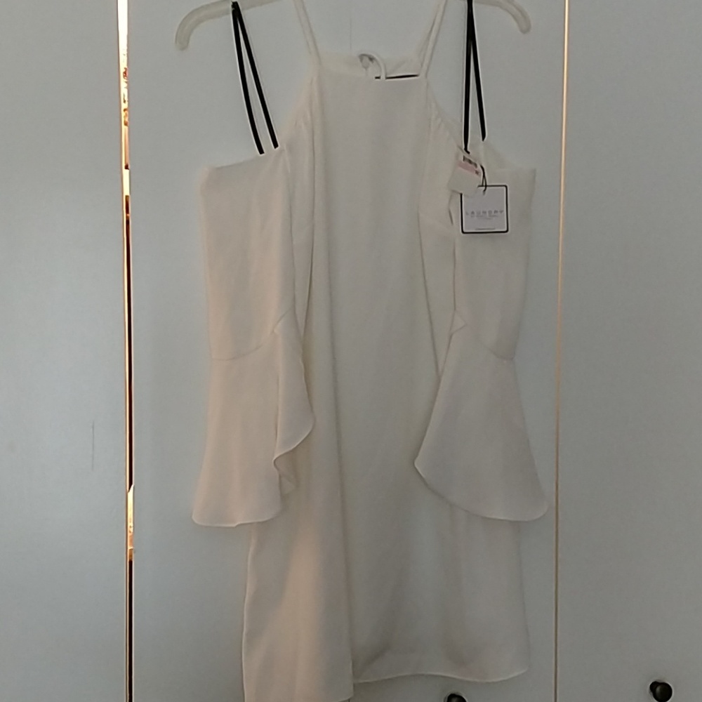 Cream cold shoulder dress